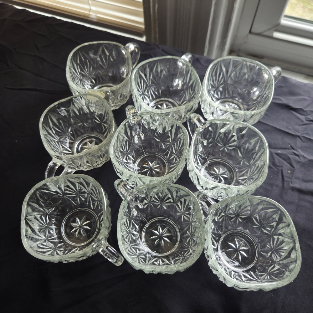 Vintage Hazel Atlas "Williamsport Clear" Square Glass Punch Cups Set of 8